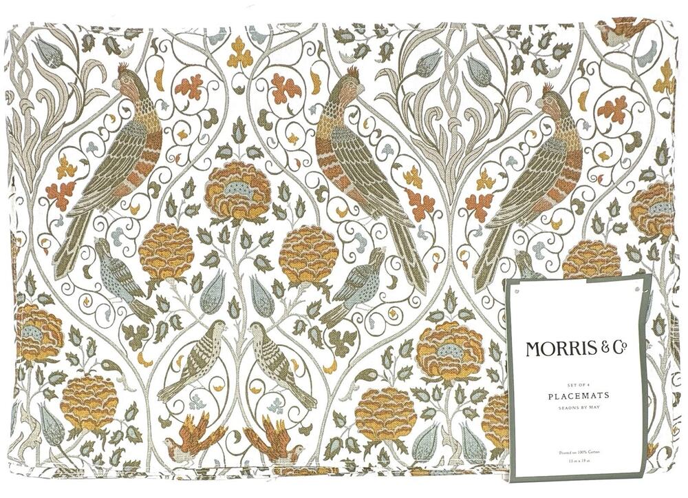 William Morris & Co Placemats Seasons by May 100% Cotton Fabric 13x19 Set 4 Fall